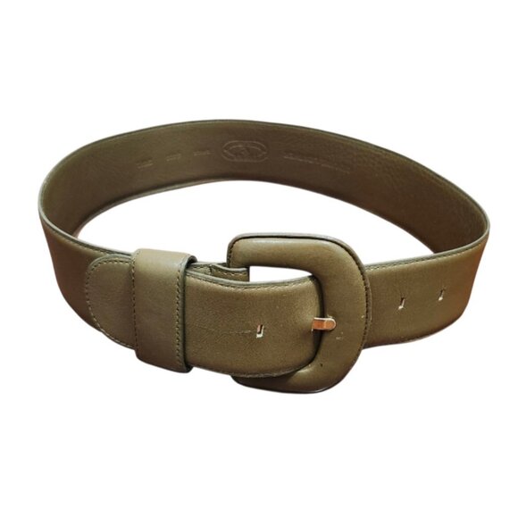 Charter Club Belt Genuine Green Leather Gold Tone Prong Women's Size S - Picture 2 of 9